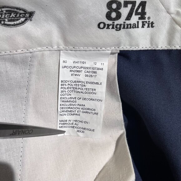 Dickies Original 874® Work School Uniform Pants Men 36x30 Navy Straight Leg NWOT - Picture 6 of 11